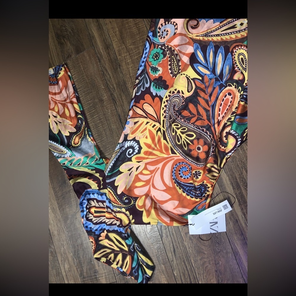 ZARA PAISLEY DRESS ASYMMETRIC HEM NWT boho summer FORMAL PARTY BLOGGER fav rare - Picture 6 of 10